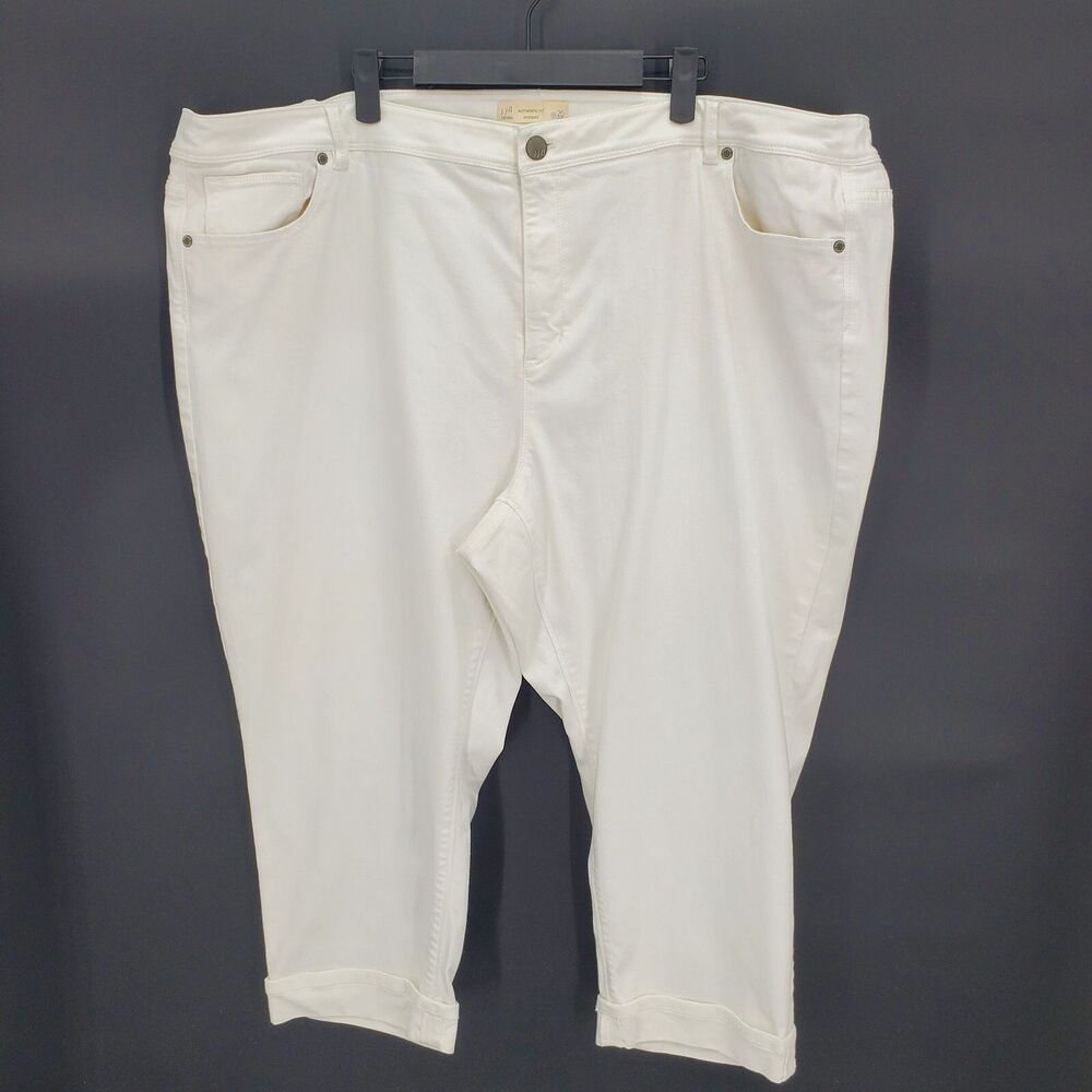 J Jill Womens Authentic Fit Cropped Jeans Cuffed White Denim Size 26W